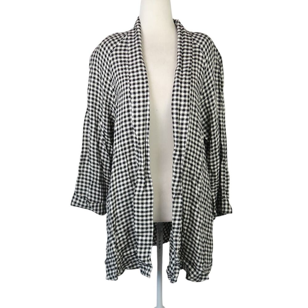 Vintage 90s Rampage Black and White Gingham Check Plaid Swing Blazer Jacket 9
